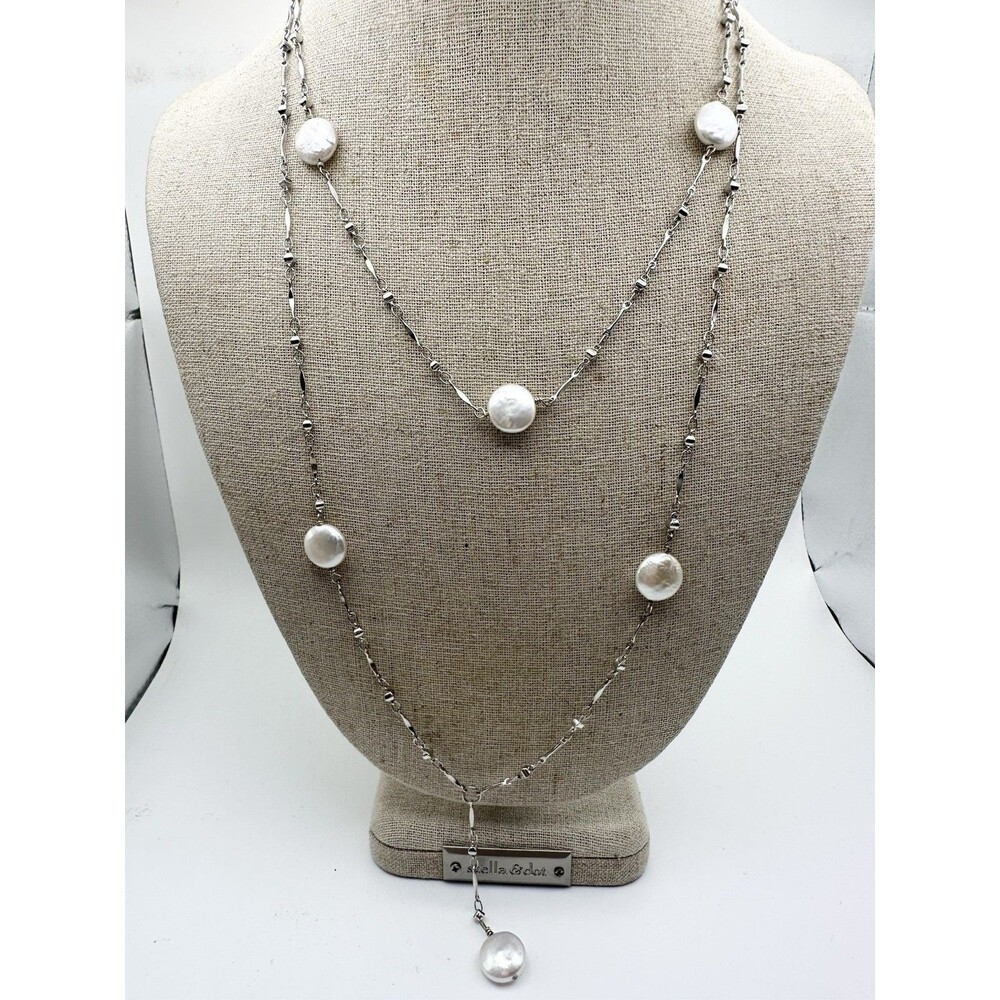 Vintage Gold Filled Double Layer Coin Pearl Necklace 17”